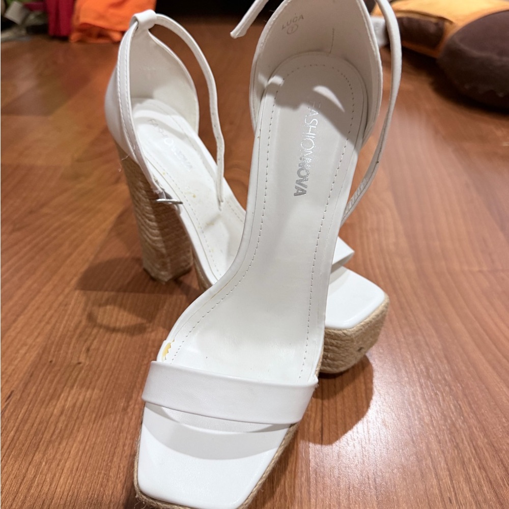Fashion Nova White Wedge Sandals